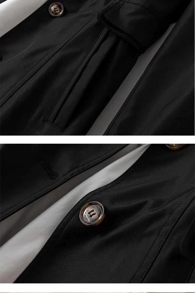 Dame Trenchcoat Kort Lys Beige Letvægts Elegant Design Med Knapdetaljer og Lommer-5