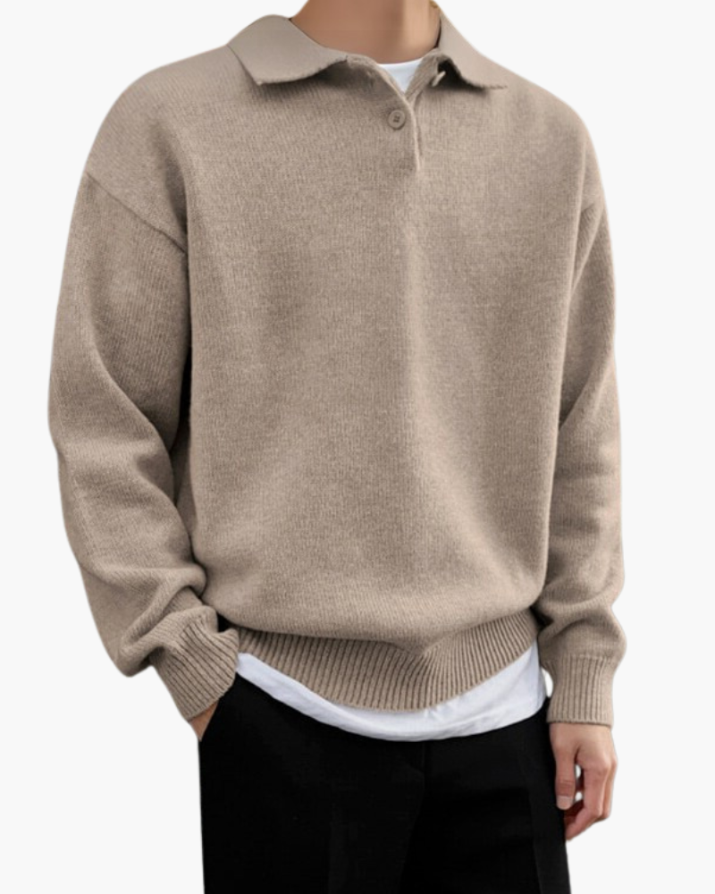 Herre Uldtrøje Grå 100% Uld Halv Zip Casual Trøje til Mænd-1