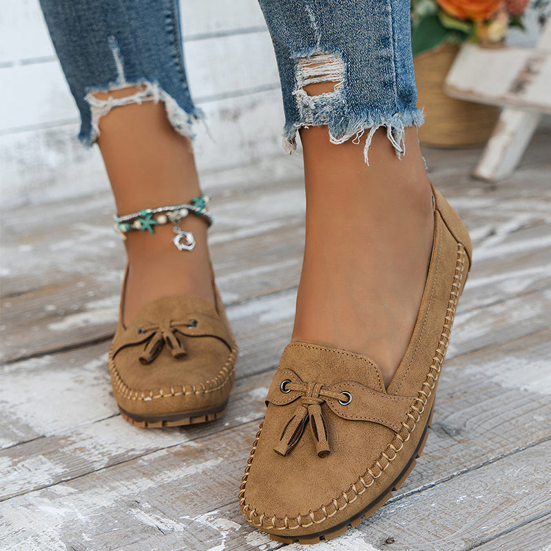 Variant image for Dame Loafers Beige Læder Komfortable Orthopediske Med Ergonomisk Sål og Polstret Indersål-31