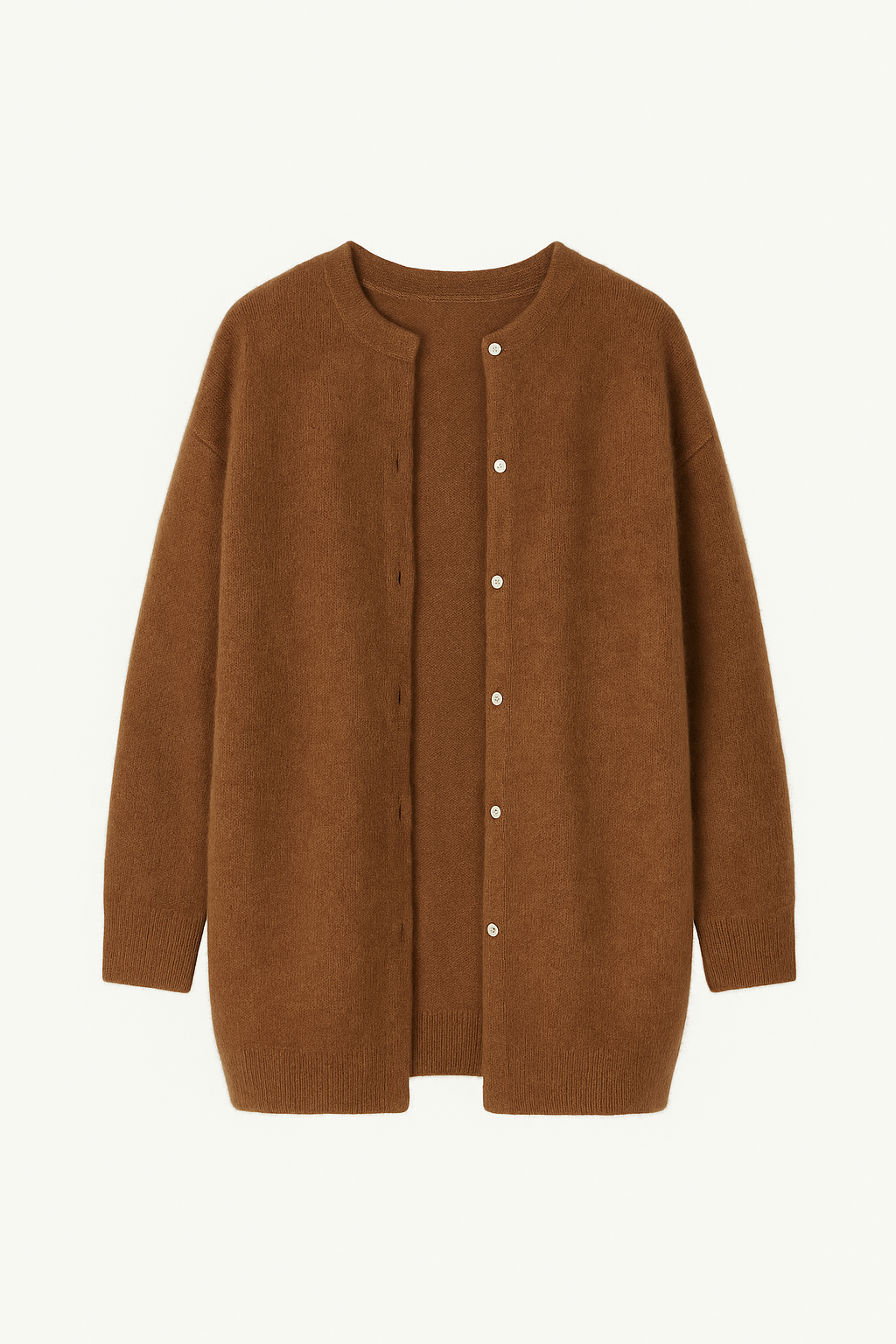 Dame Cardigan Grå Katoenmix Oversized Med Lommer Elegant Casual Stil