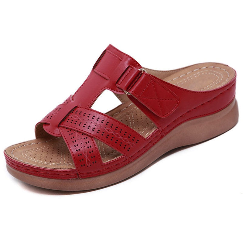 Variant image for Kvinders Sandaler Beige PU Slip-On Boheme Design Komfortabel Stødabsorberende Sål-28