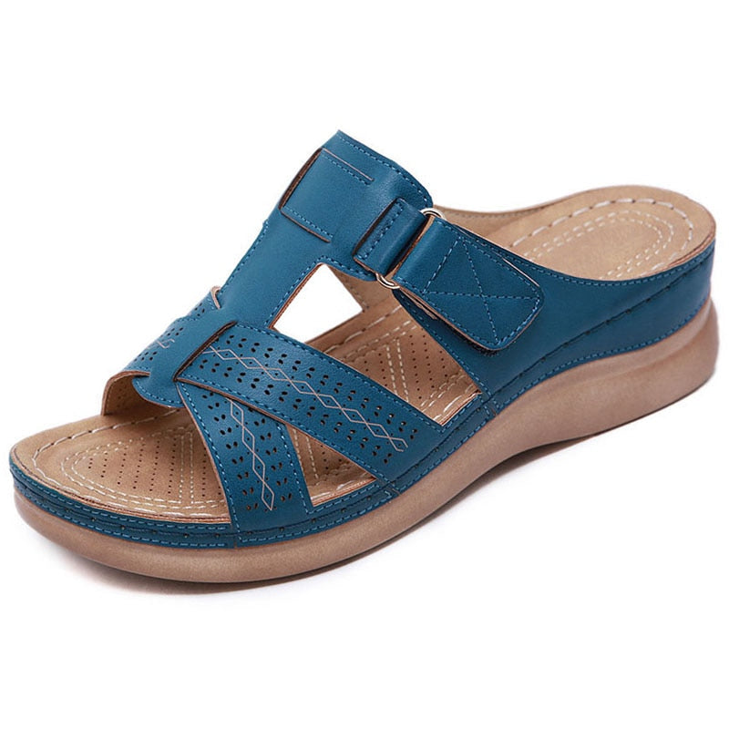 Variant image for Kvinders Sandaler Beige PU Slip-On Boheme Design Komfortabel Stødabsorberende Sål-1