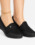 Kvinders Diabetessko Ekstra-Brede Sorte Åndbare Materialer Slip-On Komfortabel Design