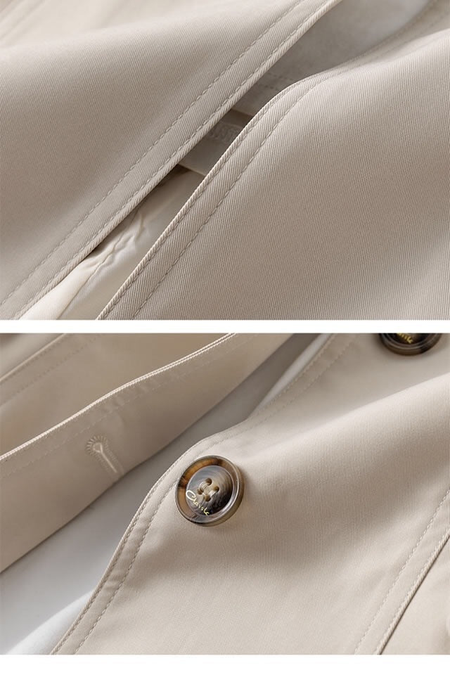 Dame Trenchcoat Kort Lys Beige Letvægts Elegant Design Med Knapdetaljer og Lommer-4