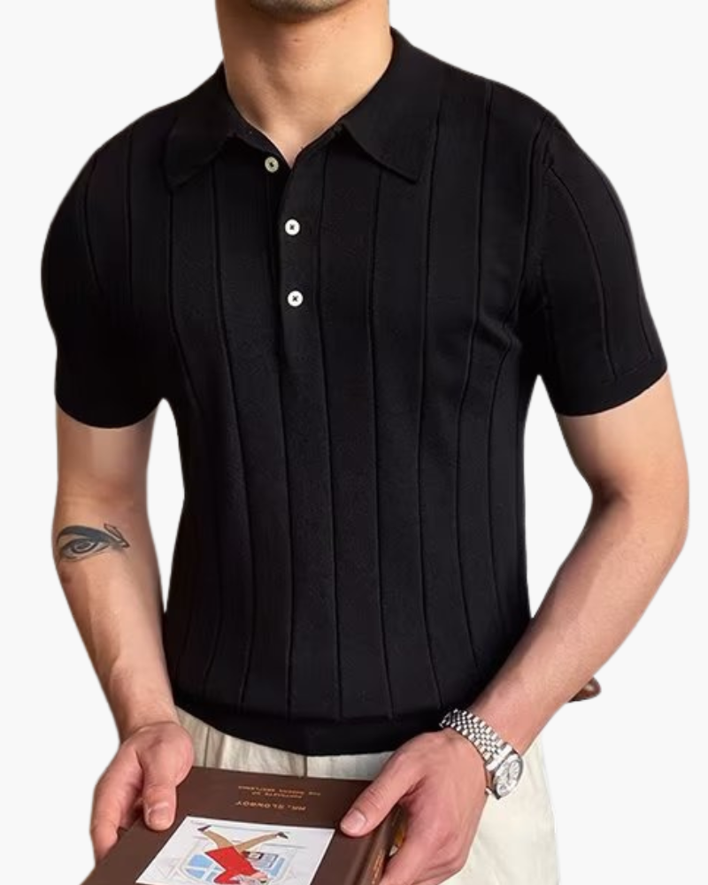 Herre Polo Shirt Grå Slim Fit Katoen Blød Åndbar Casual T-shirt-5