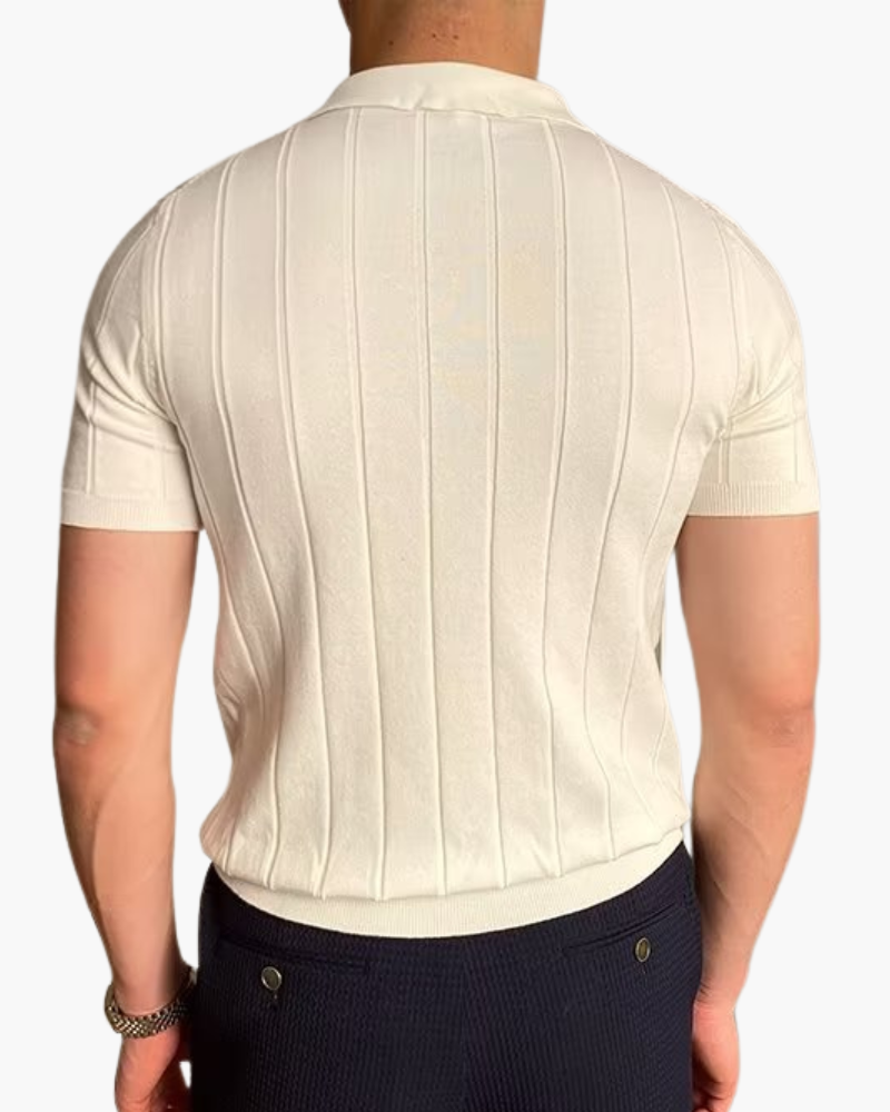 Herre Polo Shirt Grå Slim Fit Katoen Blød Åndbar Casual T-shirt-4