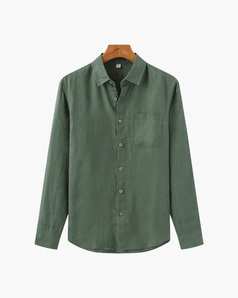 Variant image for Herre Skjorte Hvid 100% Linnen Letvægts Casual Kortærmet Skjorte til Mænd-10