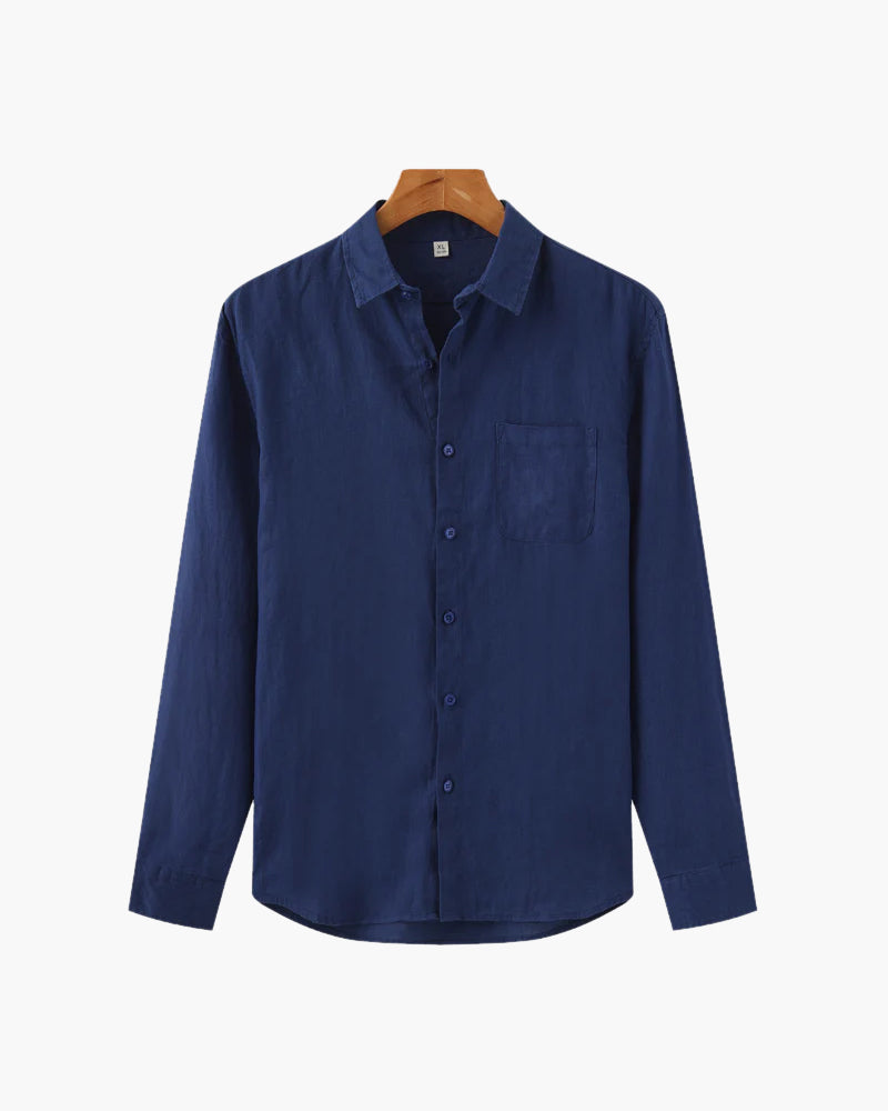Variant image for Herre Skjorte Hvid 100% Linnen Letvægts Casual Kortærmet Skjorte til Mænd-11