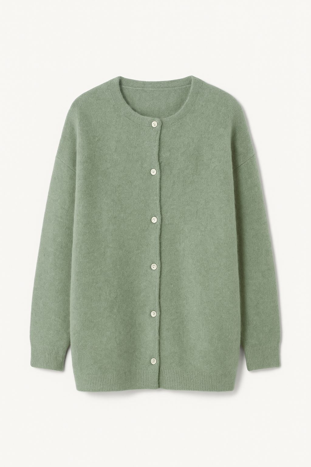 Dame Cardigan Grå Katoenmix Oversized Med Lommer Elegant Casual Stil