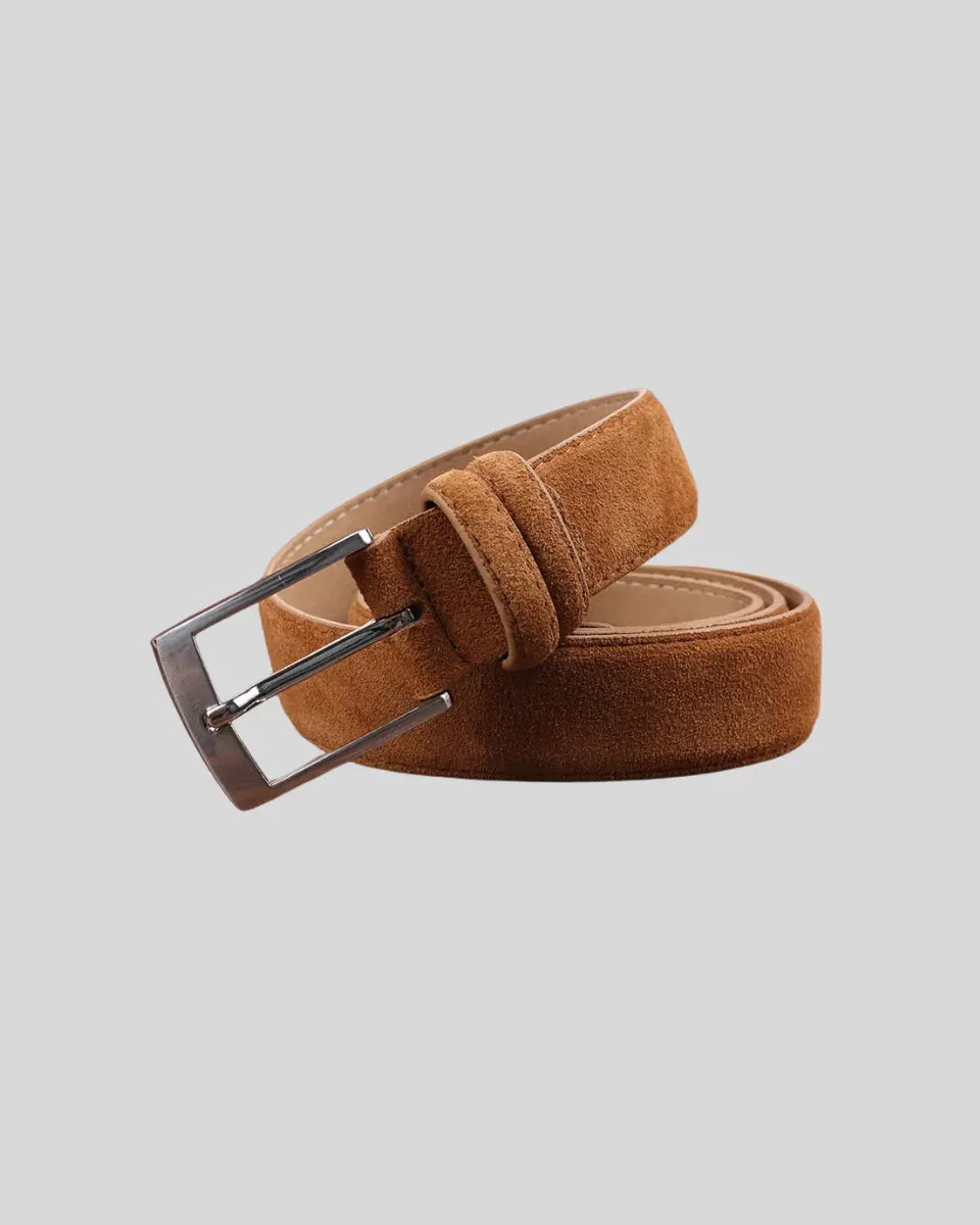 Herre Bælte Kaki Suede Komfortabel Pasform Metal Spænde Stilfuldt Tilbehør-4