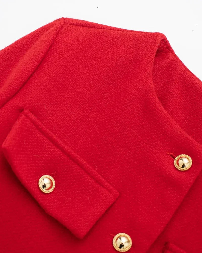 Dame Crop Blazer Sort Polyester Skræddersyet Elegant Casual Modern Silhuet-4