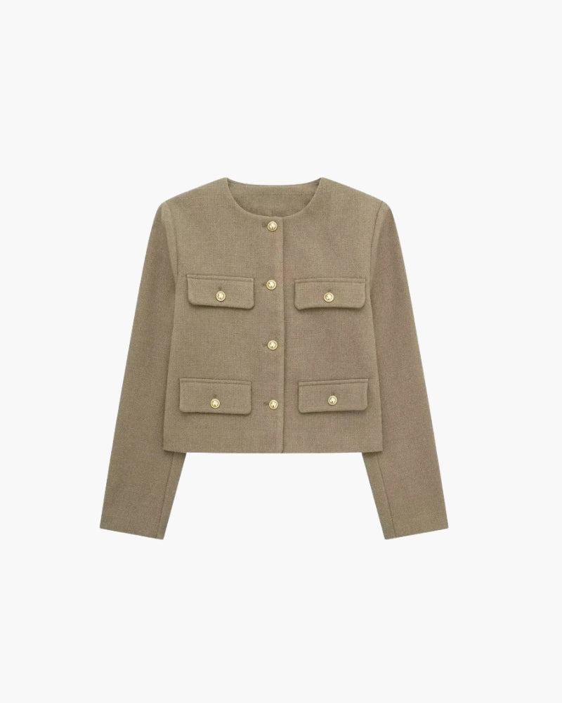 Variant image for Dame Crop Blazer Sort Polyester Skræddersyet Elegant Casual Modern Silhuet-1