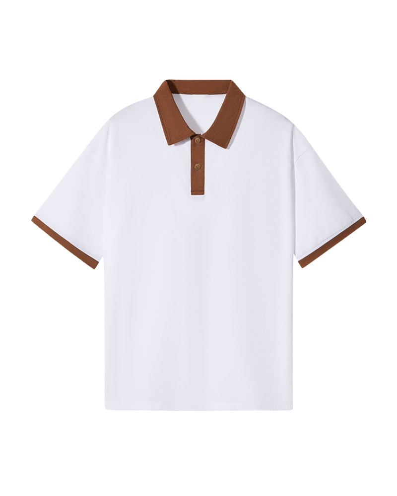 Variant image for Poloshirt Til Mænd Hvid Katoenmix Casual Afslappet Fit Med Kontrastkrave-16