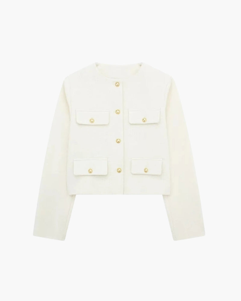 Variant image for Dame Crop Blazer Sort Polyester Skræddersyet Elegant Casual Modern Silhuet-13