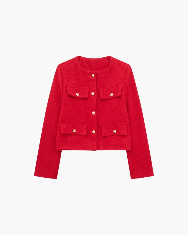 Variant image for Dame Crop Blazer Sort Polyester Skræddersyet Elegant Casual Modern Silhuet-9