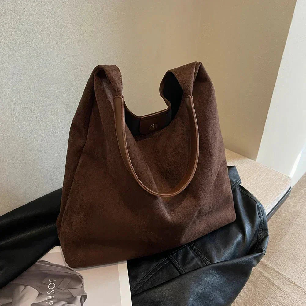 Variant image for Dame Håndtaske Grå Suede Elegant Rummelig Praktisk Til Arbejde Og Hverdag-3