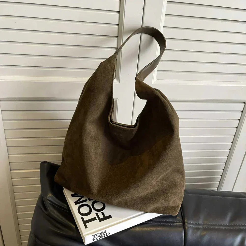 Variant image for Dame Håndtaske Grå Suede Elegant Rummelig Praktisk Til Arbejde Og Hverdag-4