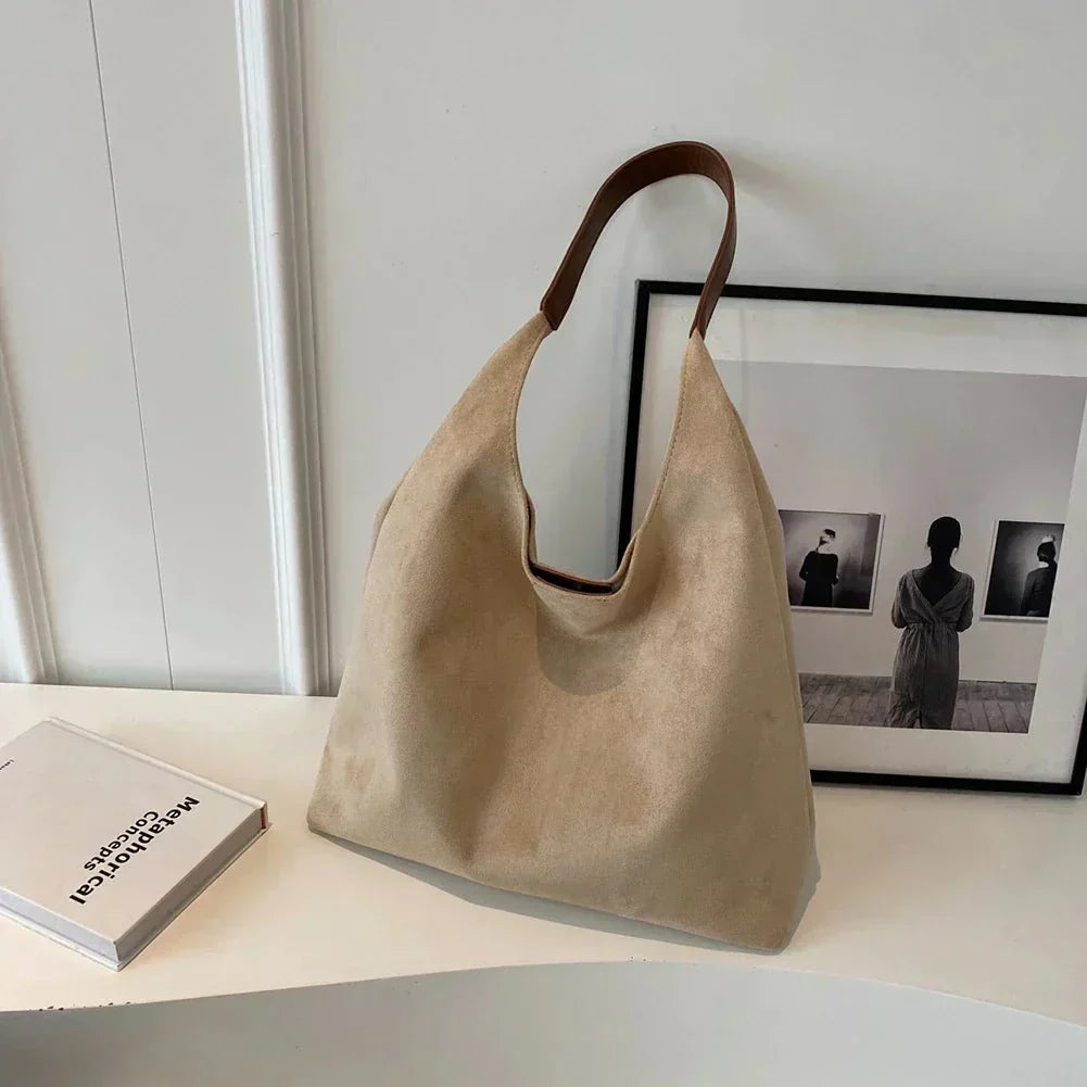 Variant image for Dame Håndtaske Grå Suede Elegant Rummelig Praktisk Til Arbejde Og Hverdag-2